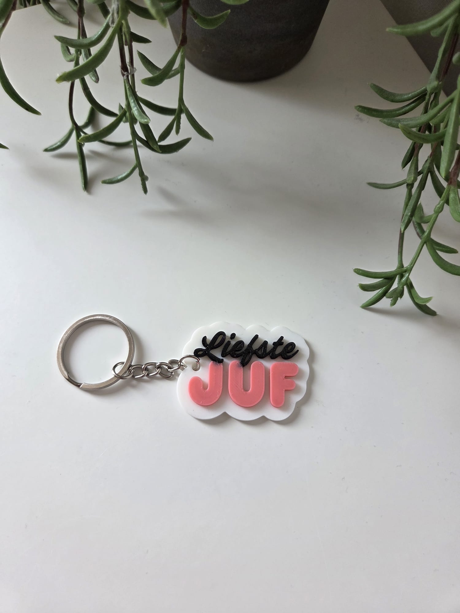 Sleutelhanger Liefste Juf met video of afbeelding